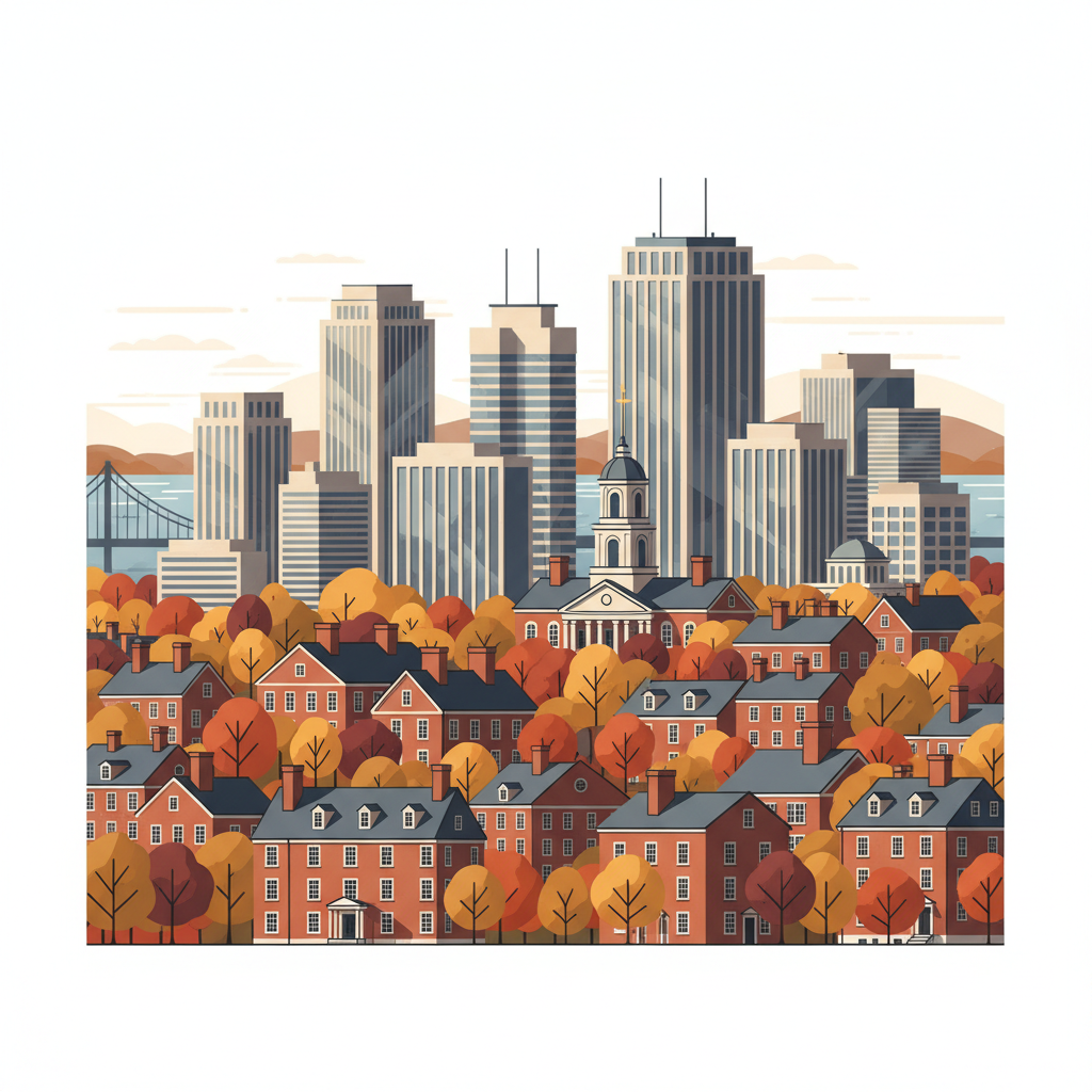 Bridgeport Connecticut skyline illustration
