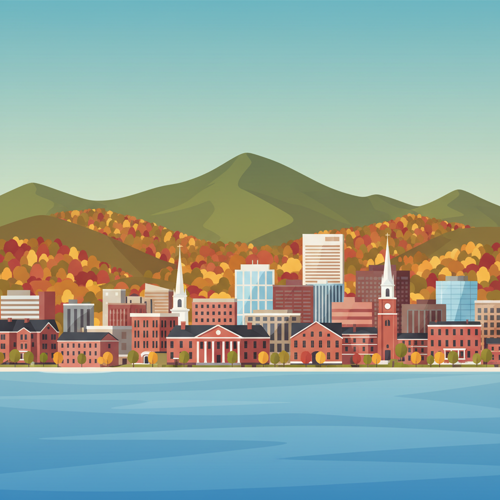 Burlington Vermont skyline illustration