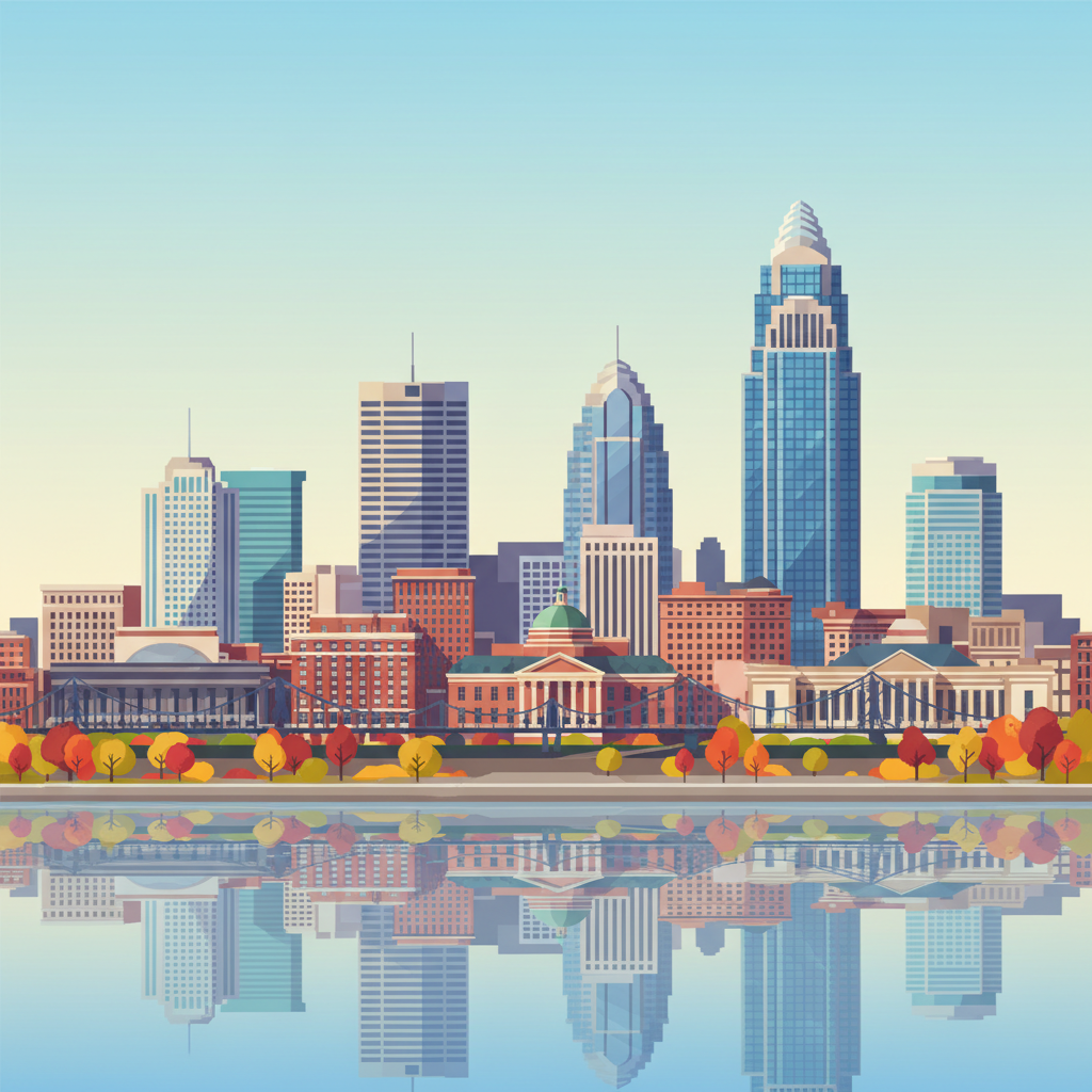 Cincinnati Ohio skyline illustration