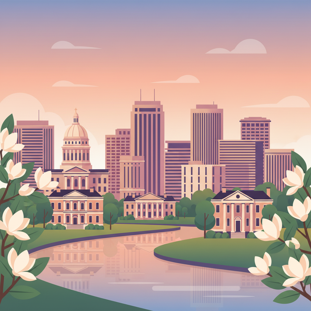 Jackson Mississippi skyline illustration