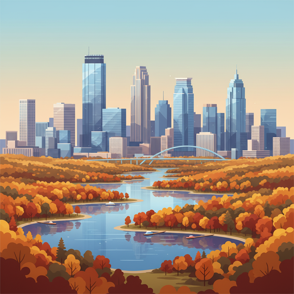 Minneapolis Minnesota skyline illustration