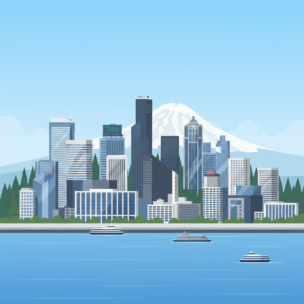 Seattle Washington skyline illustration