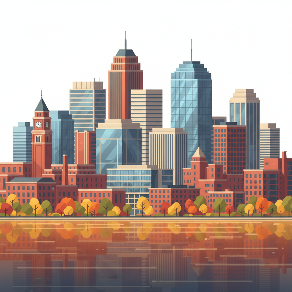 Springfield Massachusetts skyline illustration