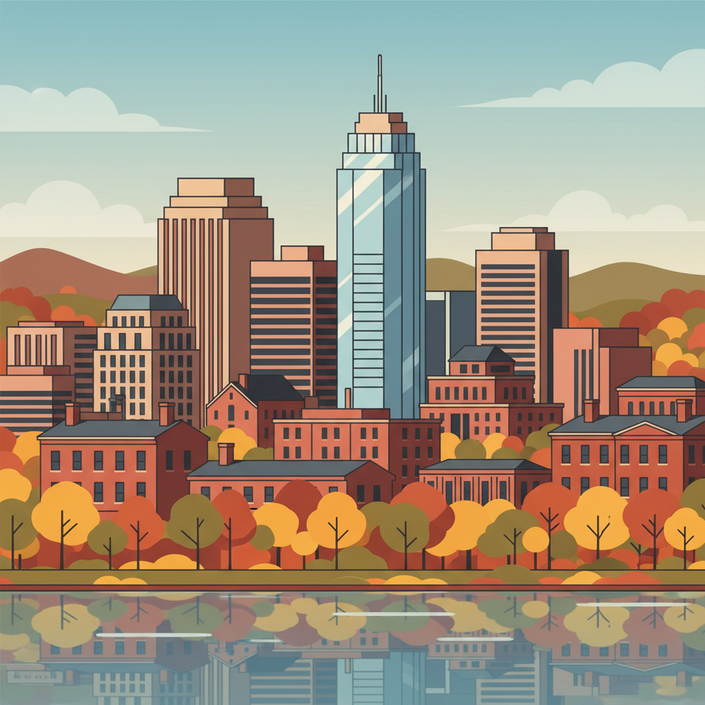 Worcester Massachusetts skyline illustration