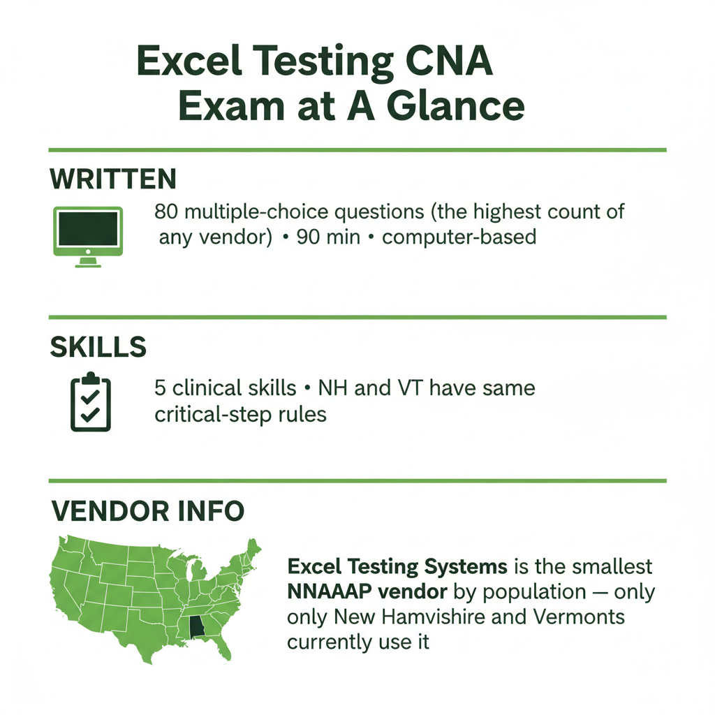 Excel Testing CNA Exam exam format visual summary